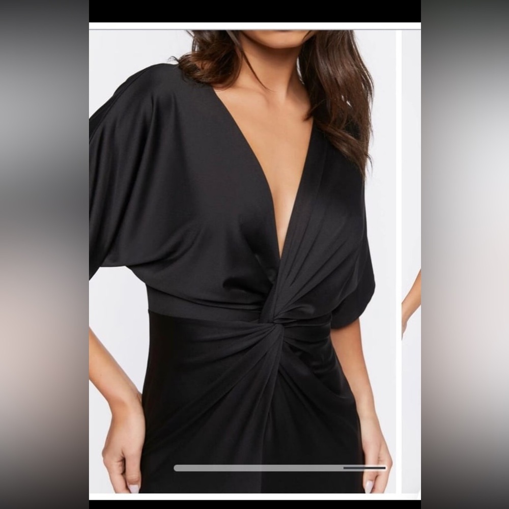 5/$25 BCBG Twist front Batwing Dress Mini Medium Y2K dark grey